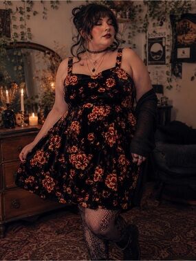 90s Velvet Grunge Floral Babydoll dress Torrid NWT Stretchy Whimsigoth Y2K